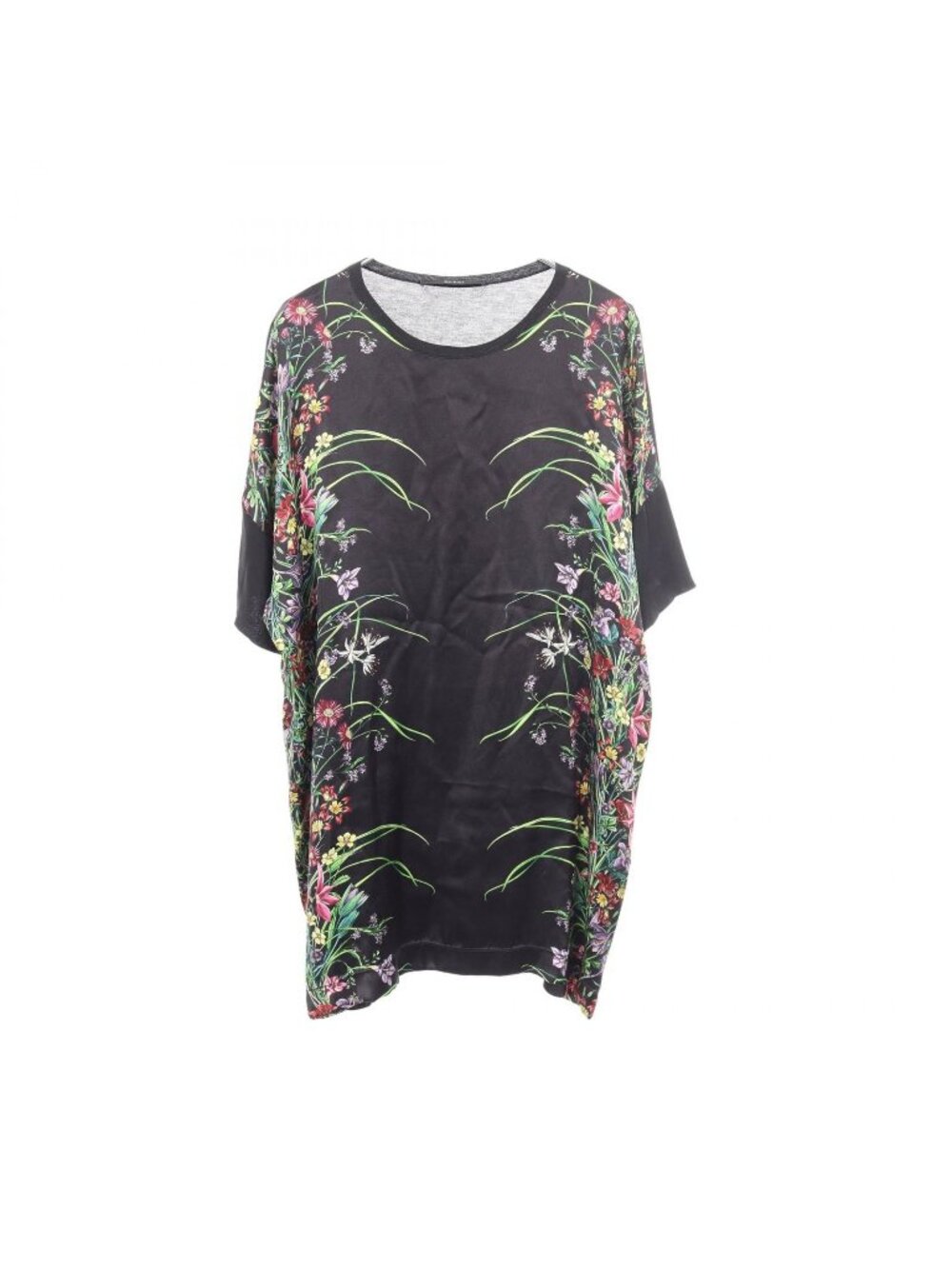 Gucci Short Sleeve T-Shirt Flora Print Contrast Rayon Silk Top